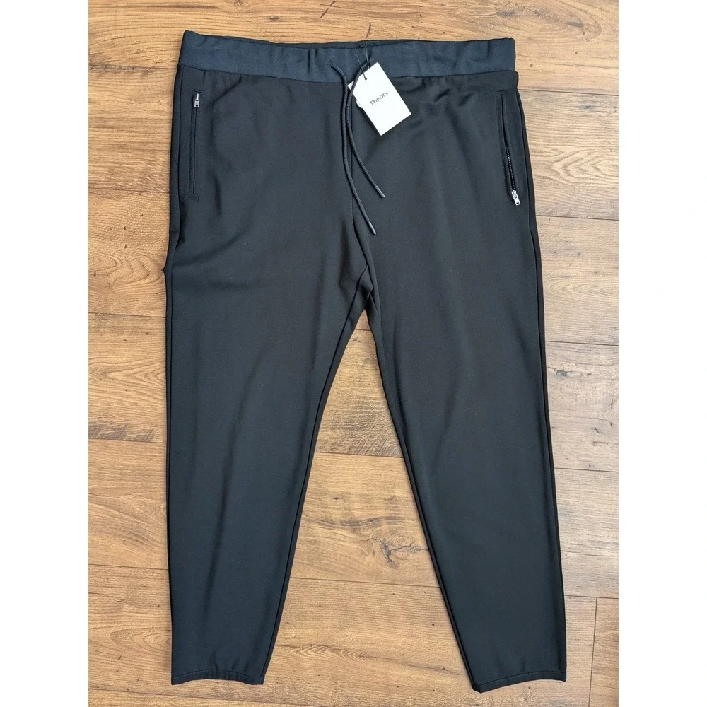 NWT $225 Theory Demir Pants Black Jogger Sweatpants Stretch Tech‎ Knit Men's XXL